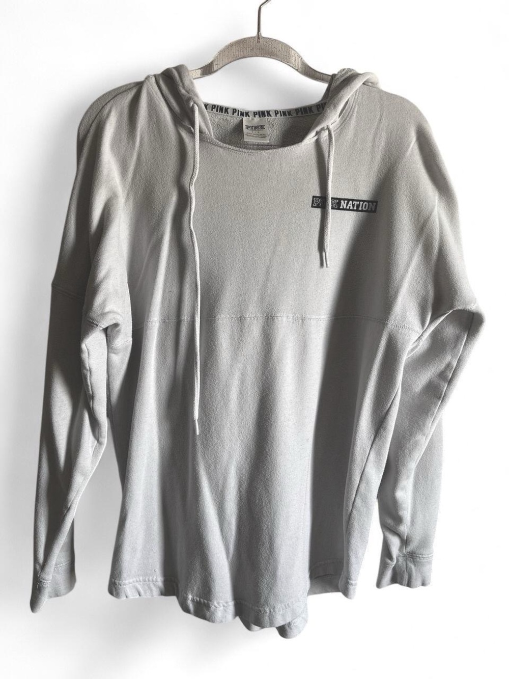 Victoria's Secret PINK White Hooded Long Sleeve Shirt size S